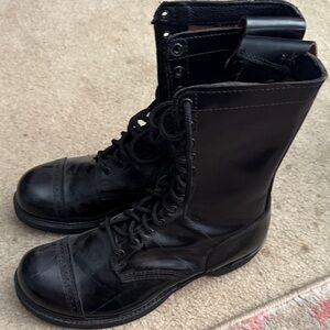 Men's Black Lace-Up Leather Boots